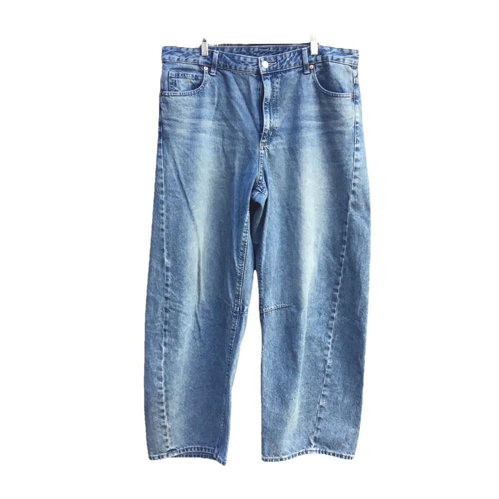 GU By Uniqlo Japan Baggy Jeans Adult 3XL Blue Acid Wash Wide Leg Denim 38x28.5